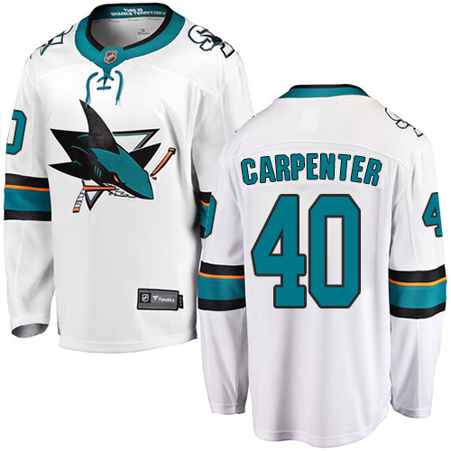 Herren San Jose Sharks Eishockey Trikot Ryan Carpenter #40 Breakaway Weiß Fanatics Branded Auswärts